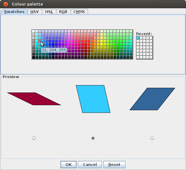 Changing the colour of a rhomb